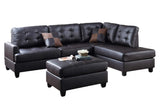 Contemporary Sectional Sofa Espresso Faux Leather Tufted Reversible 3pc Sectional Sofa L/R Chaise Ottoman Living Room Furniture