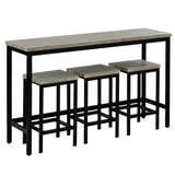 Dining Table Set with 3 Stools Pub Kitchen Set Side Table with Footrest