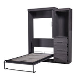 Twin Size Murphy Bed with Wardrobe and Drawers, Storage Bed