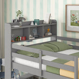 Grey Full Bunk Beds with Bookcase Headboard