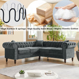 Grey Tufted L shaped Couch