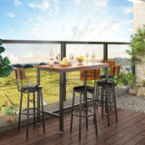 Bar Table Set with 4 Bar stools PU Soft seat with backrest (Rustic Brown)