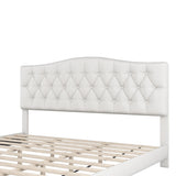 King Upholstered Platform Bed with Saddle Curved Headboard and Diamond Tufted Details