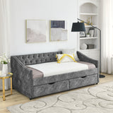 Twin Size Daybed with Drawers Upholstered Tufted Sofa Bed