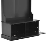 Hall Tree with 4 Hooks, Coat Hanger, Entryway Bench, Storage Bench, 3-in-1 Design, for Livingroom, Hallway (BLACK)