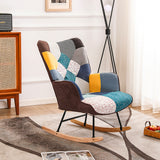 Rocking Chair, Tufted Upholstered Rocking Chair for Nursery, Comfy Wingback Glider Rocker with Safe Solid Wood Base for Living Room Bedroom Balcony