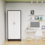 Black cabinet with white door