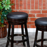 24" Counter Stool, Natural Finish, Saddle Leather Seat