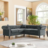 Grey Tufted L shaped Couch