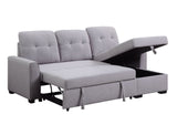 Grey Reversible Storage Sleeper Sectional Sofa, Light Gray Fabric