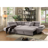 Grey Sectional Sofa w/Sleeper in Gray Fabric