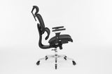 Multifunctional Mesh Office Chair - Adjustable Backrest Height, 4D Arms, Lumbar Support, Headrest and Tilt Angle - Metal Base Quiet Rubber Wheels Ergonomic High Back Computer Desk Chair (Black)