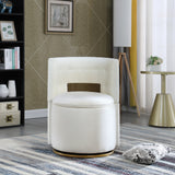 360° Swivel Accent Chair with Storage Function, Velvet Curved Chair with Gold Metal Base for Living Room, Nursery, Bedroom [Video]