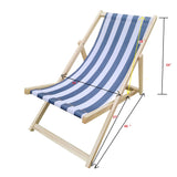 populus wood sling chair blue Stripe Broad blue Stripe （color: Dark blue）folding chaise lounge chair