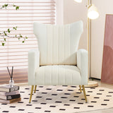 Modern Velvet Accent Chair with Arms, Wingback Reading Chair