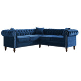 Blue Velvet  Deep Button Tufted Upholstered Arm