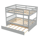 Full Over Full Bunk Bed with Trundle, Convertible to 2 Full Size Platform Bed