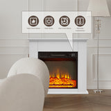 25 Inch 1400W Electric Fireplace Mantel Heater, Freestanding Space Stove with Remote Control & Realistic Flames