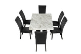 7-piece Dining Table Set with 1 Faux Marble Dining Rectangular Table and 6 Upholstered-Seat Chairs ,for Dining room and Living Room