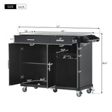 Kitchen Cart with Stainless Steel Top and Storage Cabinet - wine rack and spice rack