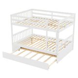 Full Over Full Bunk Bed with Trundle, Convertible to 2 Full Size Platform Bed, Full Size Bunk Bed with Ladder and Safety Rails for Kids, Teens, Adults