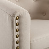 linen Fabric Tufted Barrel ChairTub Chair for Living Room Bedroom Club Chairs