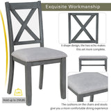 6-Piece Family Dining Room Set Solid Wood Space Saving Foldable Table and 4 Chairs with Bench for Dining Room