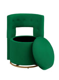 360° Swivel Accent Chair with Storage Function, Velvet Curved Chair with Gold Metal Base for Living Room, Nursery, Bedroom
