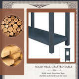 TREXM Rustic Brushed Texture Entryway Table Console Table with Drawer and Bottom Shelf for Living Room（Antique Navy）