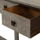 TREXM Rustic Brushed Texture Entryway Table Console Table with Drawers and Bottom Shelf for Living Room (Grey Wash)