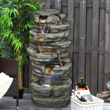 33" Outdoor Fountain Rockery Shower Outdoor Water Fountain with LED for Home
