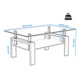 Rectangle Black Glass Coffee Table, Clear Coffee Table