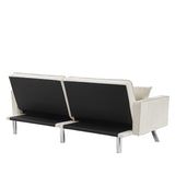 cream white  Velvet Sofa Couch Bed with Armrests and 2 Pillows for Living Room and Bedroom .(White)