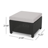Riley Outdoor Wicker Print 2 Seater Chat Set with Ottomans  Dark Grey