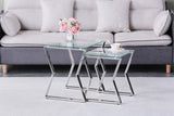 Nesting End Table Set of 2 Glass Table Set for Living Room