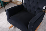 Mid Century Modern Velvet Upholstered Rocking Chair Padded Seat for Living Room Bedroom