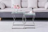 Nesting End Table Set of 2 Glass Table Set for Living Room