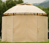 Outdoor Gazebo Steel Fabric Round Soft Top Gazebo Outdoor Patio Dome Gazebo with Removable Curtains