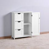 Bathroom Storage Cabinet, White Floor Cabinet with 3 Large Drawers and 1 Adjustable Shelf