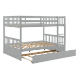 Full Over Full Bunk Bed with Trundle, Convertible to 2 Full Size Platform Bed