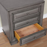 Gray Solid wood Nightstand Nickel Round Knob with Under Nightlight