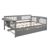 Full size Daybed with Twin size Trundle, Wood Slat Support, Gray