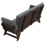 Outdoor Adjustable Patio Wooden Daybed Sofa Chaise Lounge with Cushions for Small Places, Brown Finish+Gray Cushion