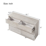 Modern Style Wood Veneer 6-Drawer Dresser for Bedroom, Living Room, Stone Gray