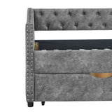 Twin Size Daybed with Drawers Upholstered Tufted Sofa Bed