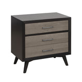 Stylish Two-Tone Finish Bedroom Nightstand Walnut Veneer