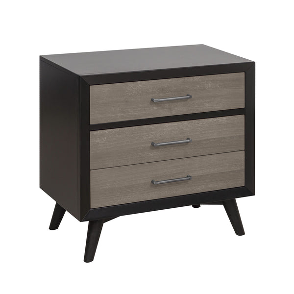 Stylish Two-Tone Finish Bedroom Nightstand Walnut Veneer