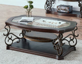 Cocktail Table, Glass table top, MDF W/marble paper middle shelf, powder coat finish metal legs.