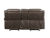 Brown Leather Reclining Motion Loveseat w/Console