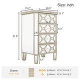 Elegant Mirrored 4-Drawer Chest with Golden Lines Storage Cabinet for Living Room, Hallway, Entryway